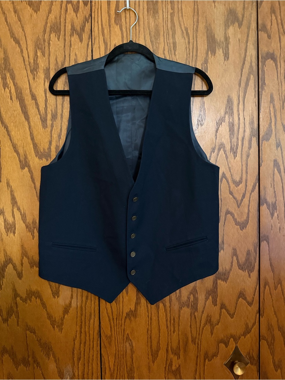 Vintage Yves Saint Laurent YSL Mens Navy Vest Gold Logo Buttons L est.